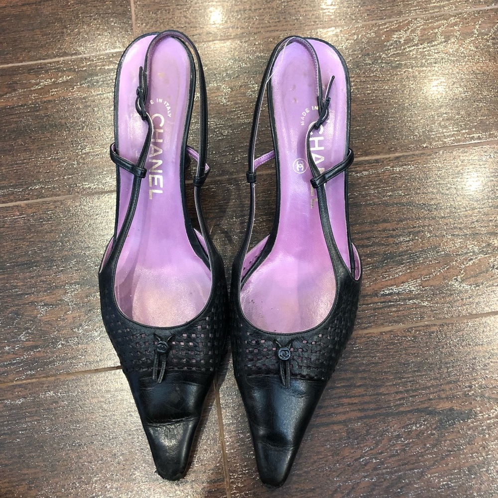 Vintage Chanel Perforated Slingback Heels